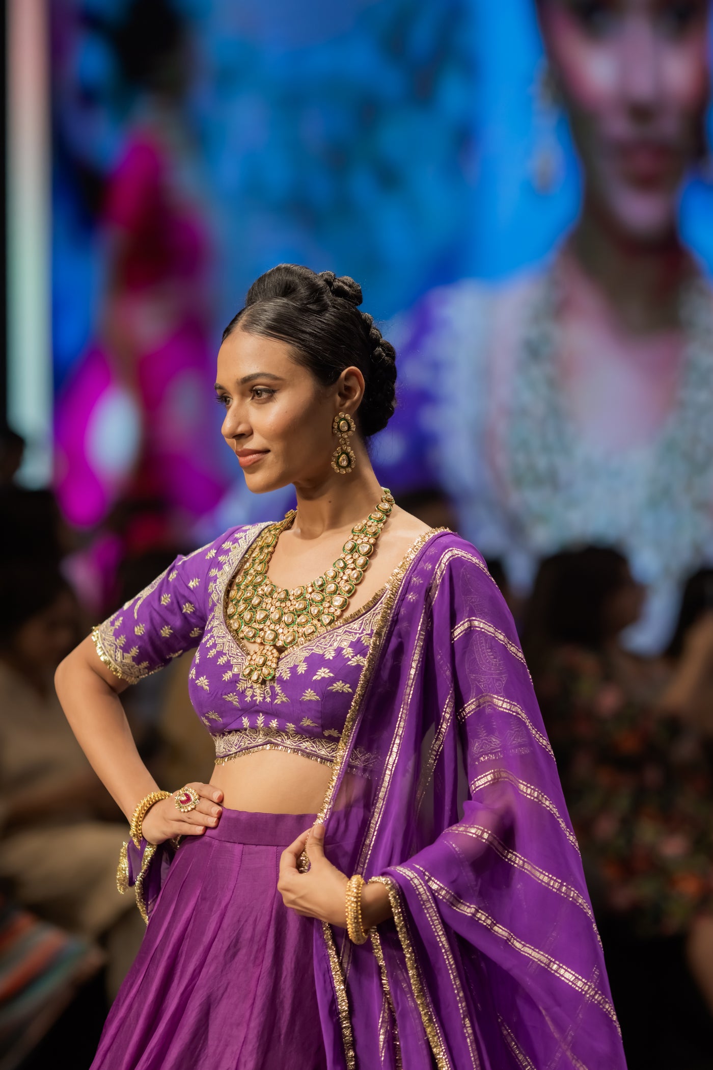 Elephant Border Purple Lehenga Set