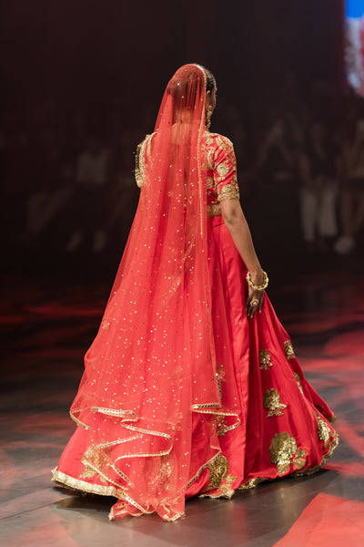 Majestic Rose Red Bridal Lehenga Set