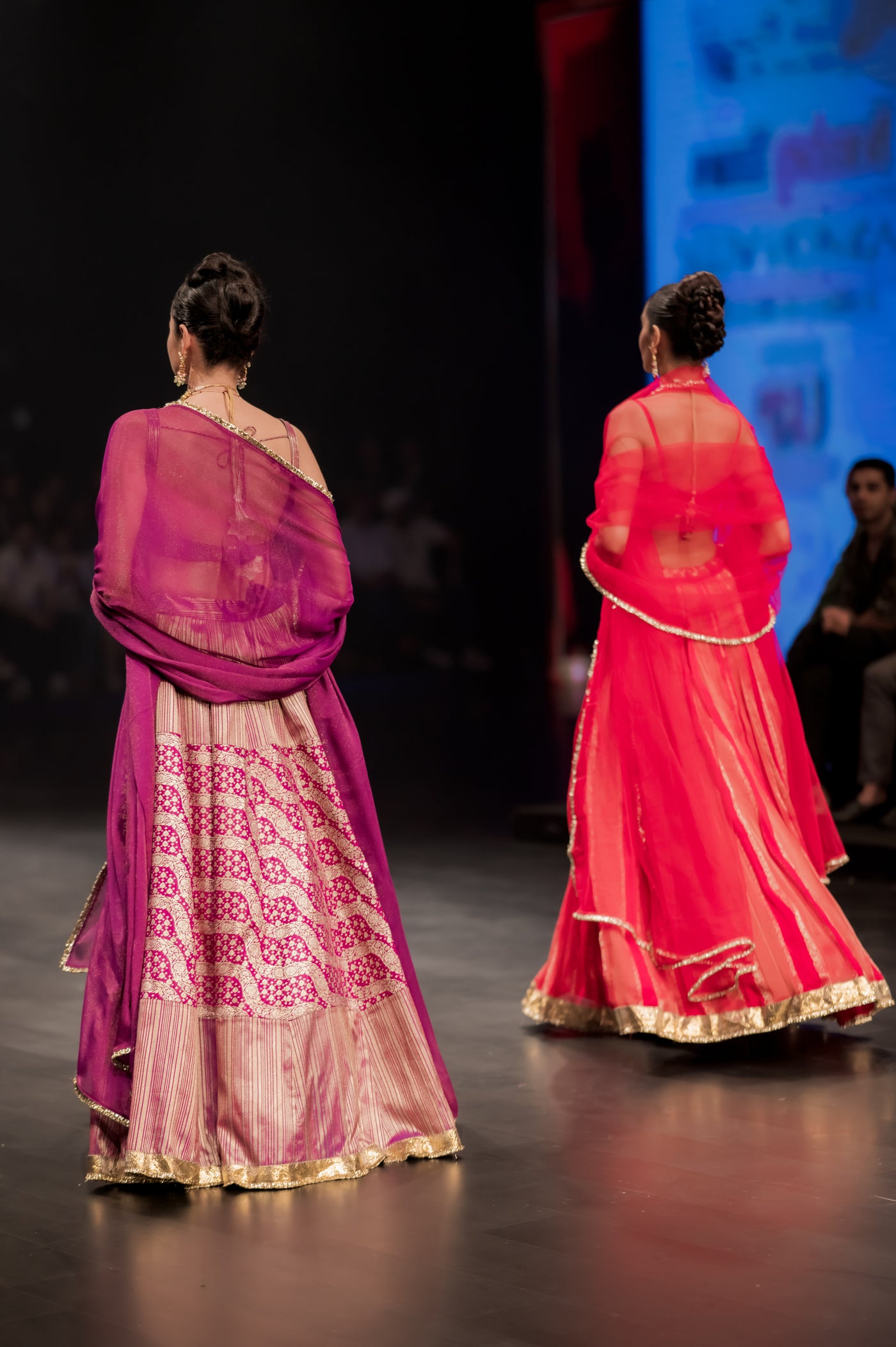 Royal Pink Rose Stripe Lehenga Set