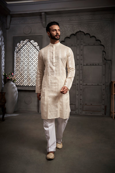 The Classic White Weave Kurta