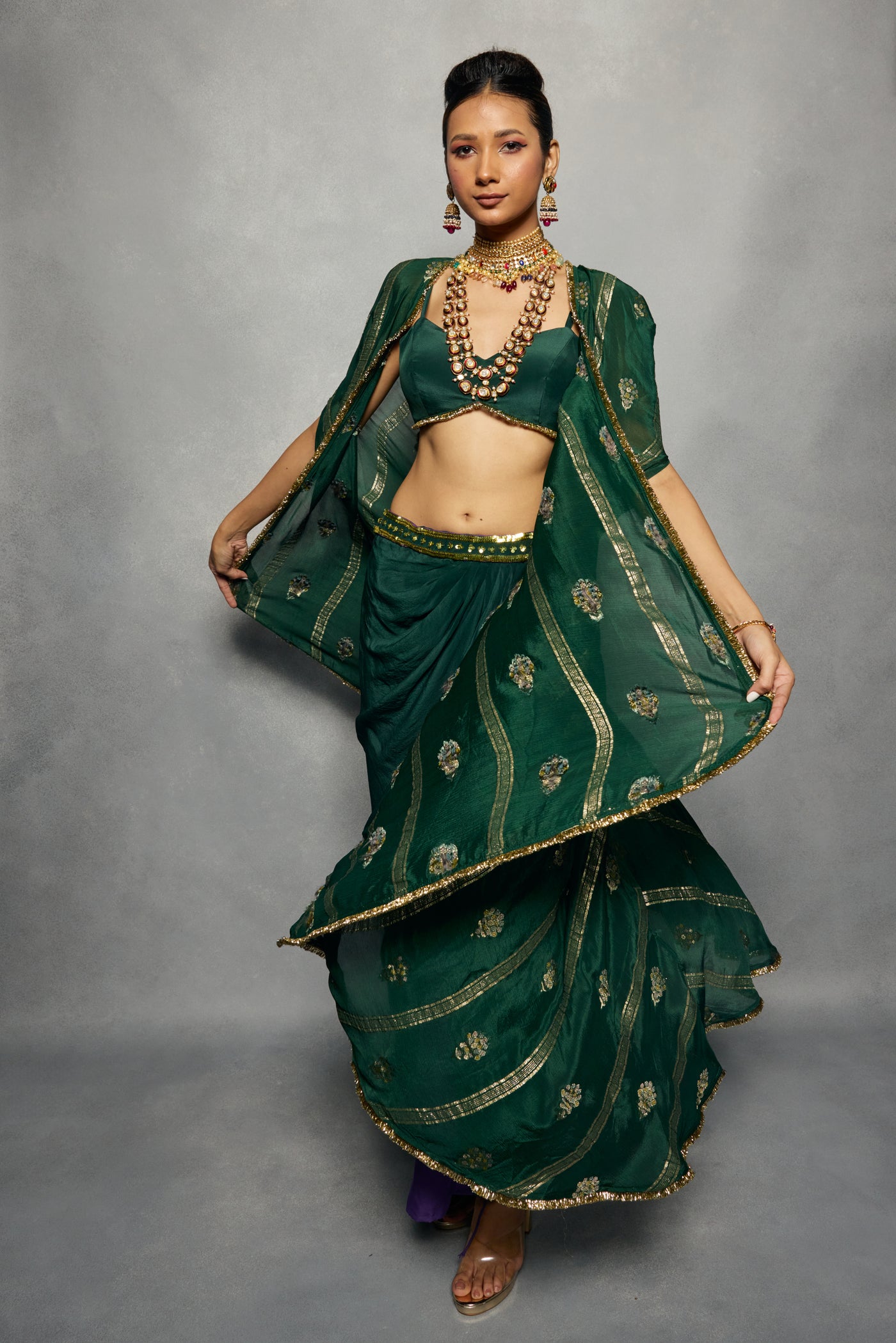 Ethereal Apsara Draped Skirt Set