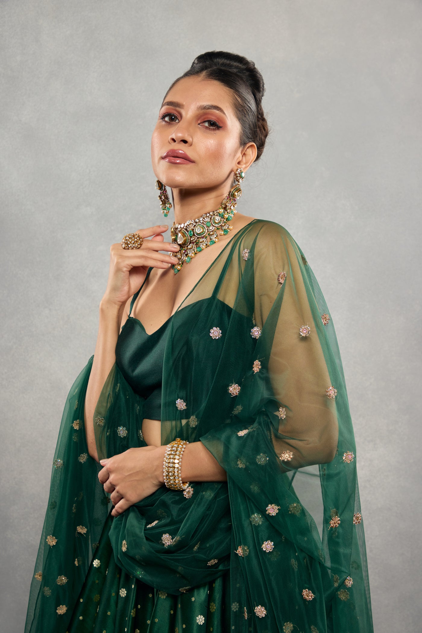 Emerald Brocade Royale Lehenga Set