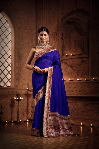 Mesmerising Dark Blue Zari Saree