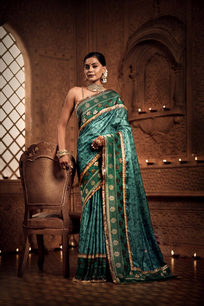 Timeless Turquoise Zari Saree