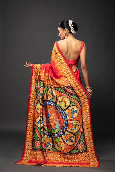 Lord Krishna with Gopi Mandala Saree